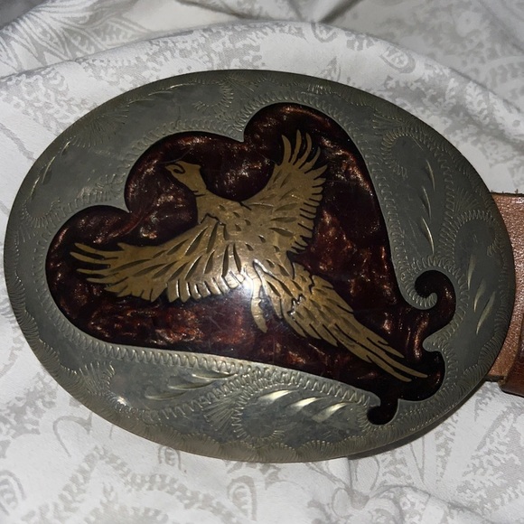 Rare vintage handcrafted belt buckle and belt made in the U.S.A - Picture 4 of 8